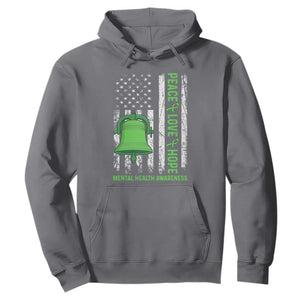 Mental Health Awarenes Hoodie Peace Love Hope Green Ribbon TS14 Charcoal Print Your Wear