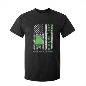 Mental Health Awarenes T Shirt For Kid Peace Love Hope Green Ribbon TS14 Black Print Your Wear