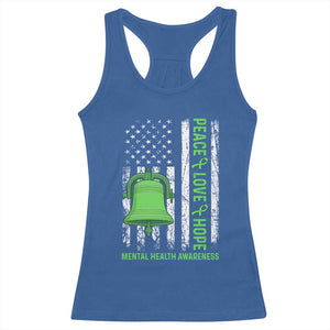 Mental Health Awarenes Racerback Tank Top Peace Love Hope Green Ribbon TS14 Royal Blue Print Your Wear