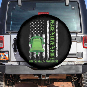 Mental Health Awarenes Spare Tire Cover Peace Love Hope Green Ribbon TS14 No hole Black Print Your Wear