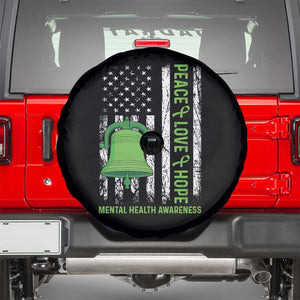 Mental Health Awarenes Spare Tire Cover Peace Love Hope Green Ribbon TS14 Black Print Your Wear