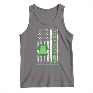 Mental Health Awarenes Tank Top Peace Love Hope Green Ribbon TS14 Deep Heather Print Your Wear