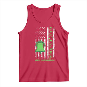 Mental Health Awarenes Tank Top Peace Love Hope Green Ribbon TS14 Red Print Your Wear