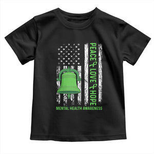 Mental Health Awarenes Toddler T Shirt Peace Love Hope Green Ribbon TS14 Black Print Your Wear