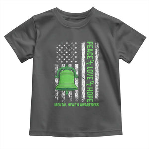 Mental Health Awarenes Toddler T Shirt Peace Love Hope Green Ribbon TS14 Dark Heather Print Your Wear