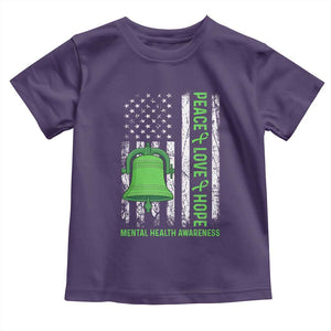 Mental Health Awarenes Toddler T Shirt Peace Love Hope Green Ribbon TS14 Purple Print Your Wear
