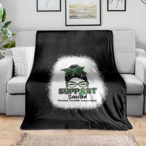 Mental Health Awarenes Throw Blanket Messy Bun Green Ribbon Support TS14 Print Your Wear
