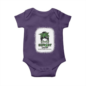 Mental Health Awarenes Baby Onesie Messy Bun Green Ribbon Support TS14 Purple Print Your Wear