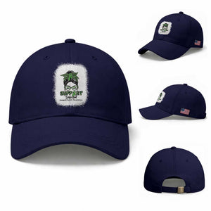 Mental Health Awarenes Baseball Cap Messy Bun Green Ribbon Support TS14 Baseball Cap Universal Fit Dark Blue Print Your Wear