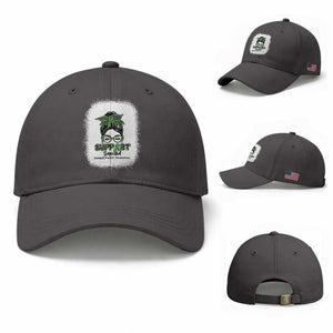 Mental Health Awarenes Baseball Cap Messy Bun Green Ribbon Support TS14 Baseball Cap Universal Fit Dark Gray Print Your Wear
