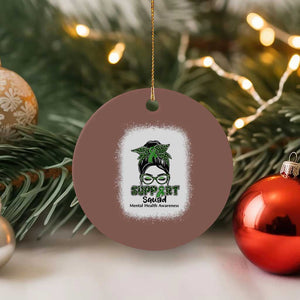 Mental Health Awarenes Ceramic Ornament Messy Bun Green Ribbon Support TS14 1pc Mocha Print Your Wear