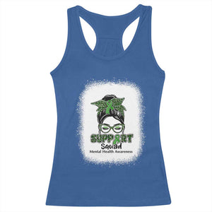 Mental Health Awarenes Racerback Tank Top Messy Bun Green Ribbon Support TS14 Royal Blue Print Your Wear