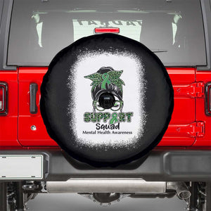 Mental Health Awarenes Spare Tire Cover Messy Bun Green Ribbon Support TS14 Black Print Your Wear
