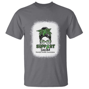 Mental Health Awarenes T Shirt Messy Bun Green Ribbon Support TS14 Charcoal Print Your Wear