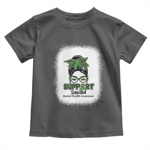 Mental Health Awarenes Toddler T Shirt Messy Bun Green Ribbon Support TS14 Dark Heather Print Your Wear