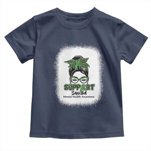 Mental Health Awarenes Toddler T Shirt Messy Bun Green Ribbon Support TS14 Navy Print Your Wear
