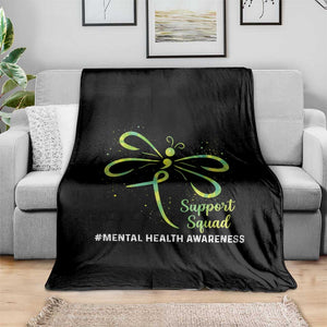 Mental Health Awarenes Throw Blanket Support Squad Green Ribbon TS14 Print Your Wear