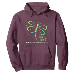 Mental Health Awarenes Hoodie Support Squad Green Ribbon TS14 Maroon Print Your Wear