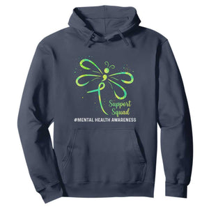 Mental Health Awarenes Hoodie Support Squad Green Ribbon TS14 Navy Print Your Wear
