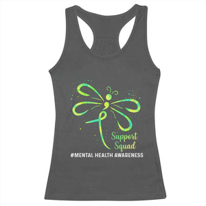 Mental Health Awarenes Racerback Tank Top Support Squad Green Ribbon TS14 Dark Heather Print Your Wear