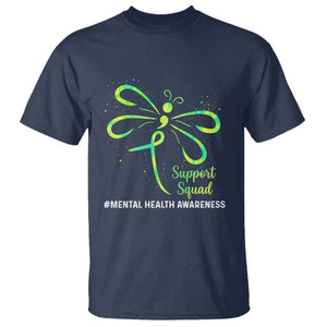 Mental Health Awarenes T Shirt Support Squad Green Ribbon TS14 Navy Print Your Wear