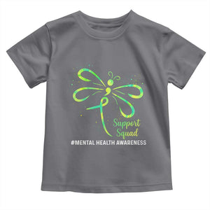 Mental Health Awarenes Toddler T Shirt Support Squad Green Ribbon TS14 Charcoal Print Your Wear
