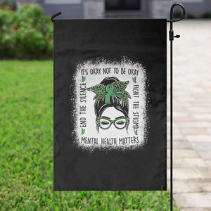 Mental Health Matters Garden Flag Messy Bun Green Ribbon Support TS14 Print Your Wear