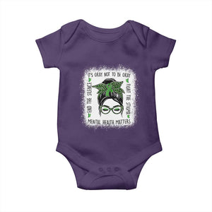 Mental Health Matters Baby Onesie Messy Bun Green Ribbon Support TS14 Purple Print Your Wear