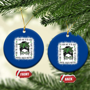 Mental Health Matters Ceramic Ornament Messy Bun Green Ribbon Support TS14 1pc Blue Print Your Wear