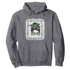 Mental Health Matters Hoodie Messy Bun Green Ribbon Support TS14 Charcoal Print Your Wear