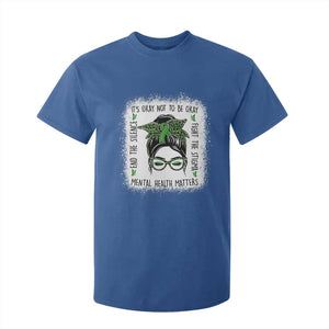 Mental Health Matters T Shirt For Kid Messy Bun Green Ribbon Support TS14 Royal Blue Print Your Wear