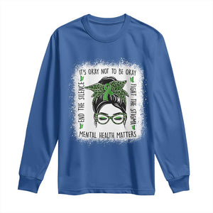 Mental Health Matters Long Sleeve Shirt Messy Bun Green Ribbon Support TS14 Royal Blue Print Your Wear