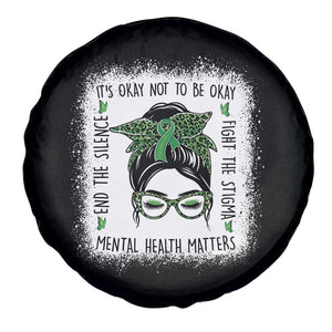 Mental Health Matters Spare Tire Cover Messy Bun Green Ribbon Support TS14 Print Your Wear