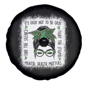 Mental Health Matters Spare Tire Cover Messy Bun Green Ribbon Support TS14 Print Your Wear