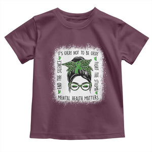 Mental Health Matters Toddler T Shirt Messy Bun Green Ribbon Support TS14 Maroon Print Your Wear