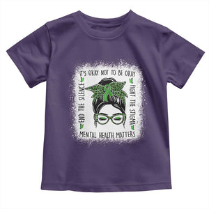 Mental Health Matters Toddler T Shirt Messy Bun Green Ribbon Support TS14 Purple Print Your Wear