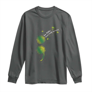 Mental Health Awarenes Long Sleeve Shirt Semicolon Dandelion You Matter TS14 Dark Heather Print Your Wear