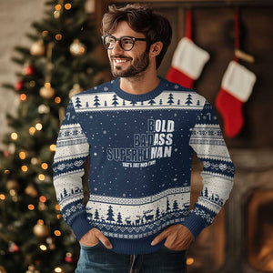 Bold Badass Superhuman Old Ass Man Ugly Christmas Sweater Funny Grandpa Dad Motivational Quote