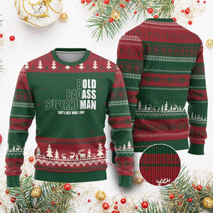 Bold Badass Superhuman Old Ass Man Ugly Christmas Sweater Funny Grandpa Dad Motivational Quote