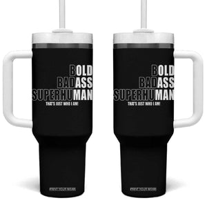 Bold Badass Superhuman Old Ass Man Tumbler With Handle Funny Grandpa Dad Motivational Quote