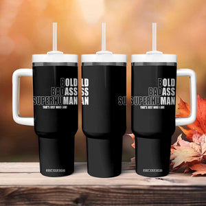 Bold Badass Superhuman Old Ass Man Tumbler With Handle Funny Grandpa Dad Motivational Quote