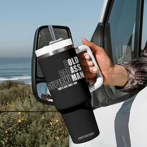 Bold Badass Superhuman Old Ass Man Tumbler With Handle Funny Grandpa Dad Motivational Quote