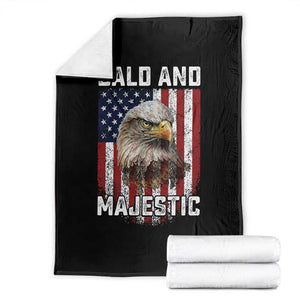 Bald and Majestic Bald Eagle 4th of July Throw Blanket Funny Dad Husband Grandpa Joke