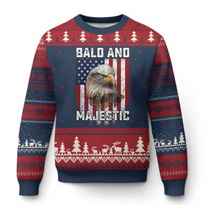 Bald and Majestic Bald Eagle 4th of July Ugly Christmas Sweater Funny Dad Husband Grandpa Joke