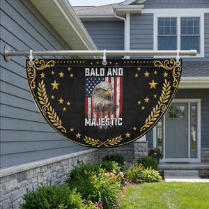 Bald and Majestic Bald Eagle 4th of July Patriotic Fan Flag Funny Dad Husband Grandpa Joke