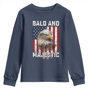 Bald and Majestic Bald Eagle 4th of July Youth Sweatshirt Funny Dad Husband Grandpa Joke