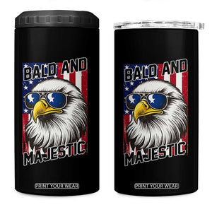 Bald and Majestic 4 in 1 Can Cooler Tumbler Patriotic Bald Eagle 4th Of July