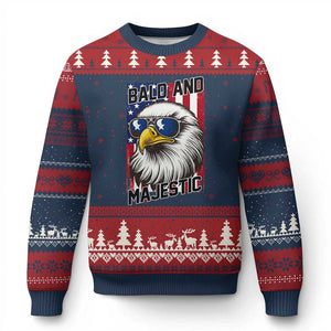 Bald and Majestic Ugly Christmas Sweater Patriotic Bald Eagle 4th Of July