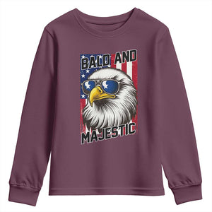 Bald and Majestic Youth Sweatshirt Patriotic Bald Eagle 4th Of July