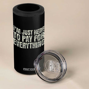 I'm Just Here to Pay for Everything 4 in 1 Can Cooler Tumbler Funny Grandpa Dad Humor Gift